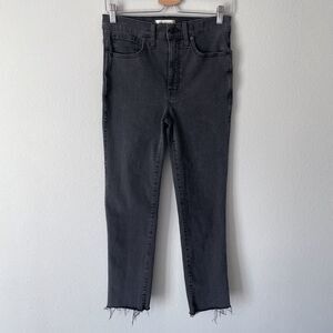 Madewell Stovepipe Jeans in Banberry Wash Raw-Hem Edition Women's Size 28 Black